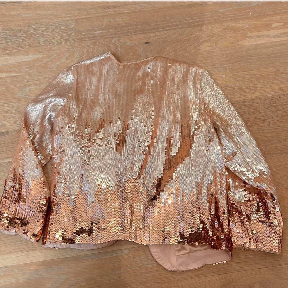 Parker Rose Gold Sequin Bomber Jacket View 4